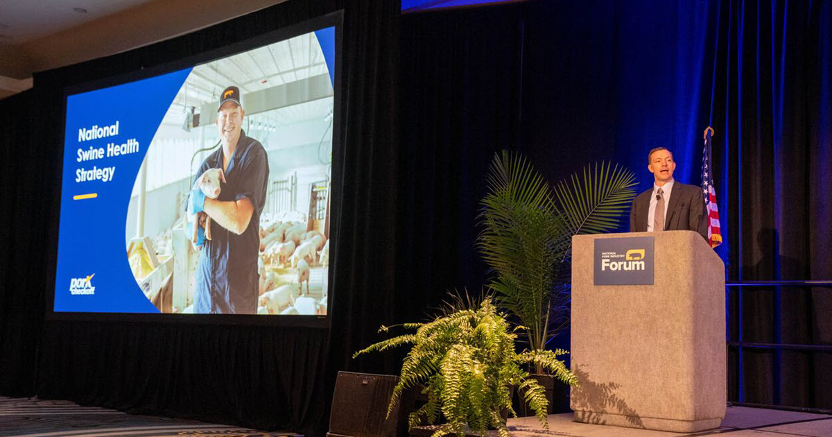 Dusty Oedekoven speaking at the 2026 Pork Industry Forum